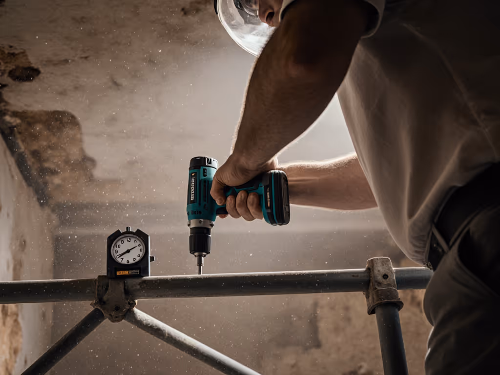 archaeologist_using_side_handle_with_timer_for_vibration_breaks_during_ceiling_work